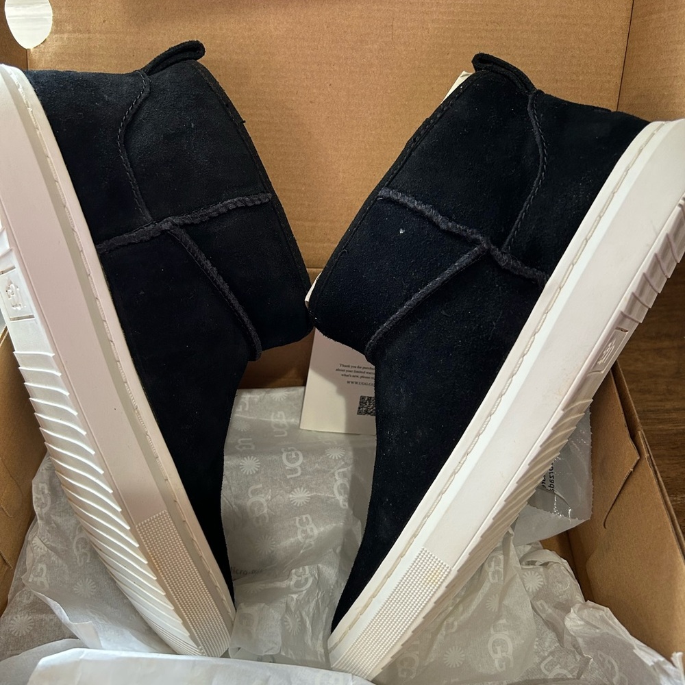 UGG Black Ankle Boots with White Sole - Picture 10 of 16